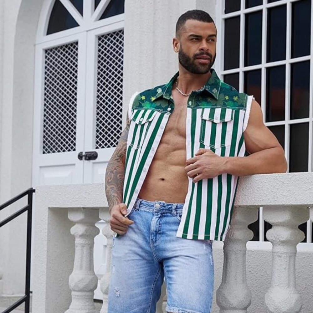 St. Patricks Day Men's Jean Vest